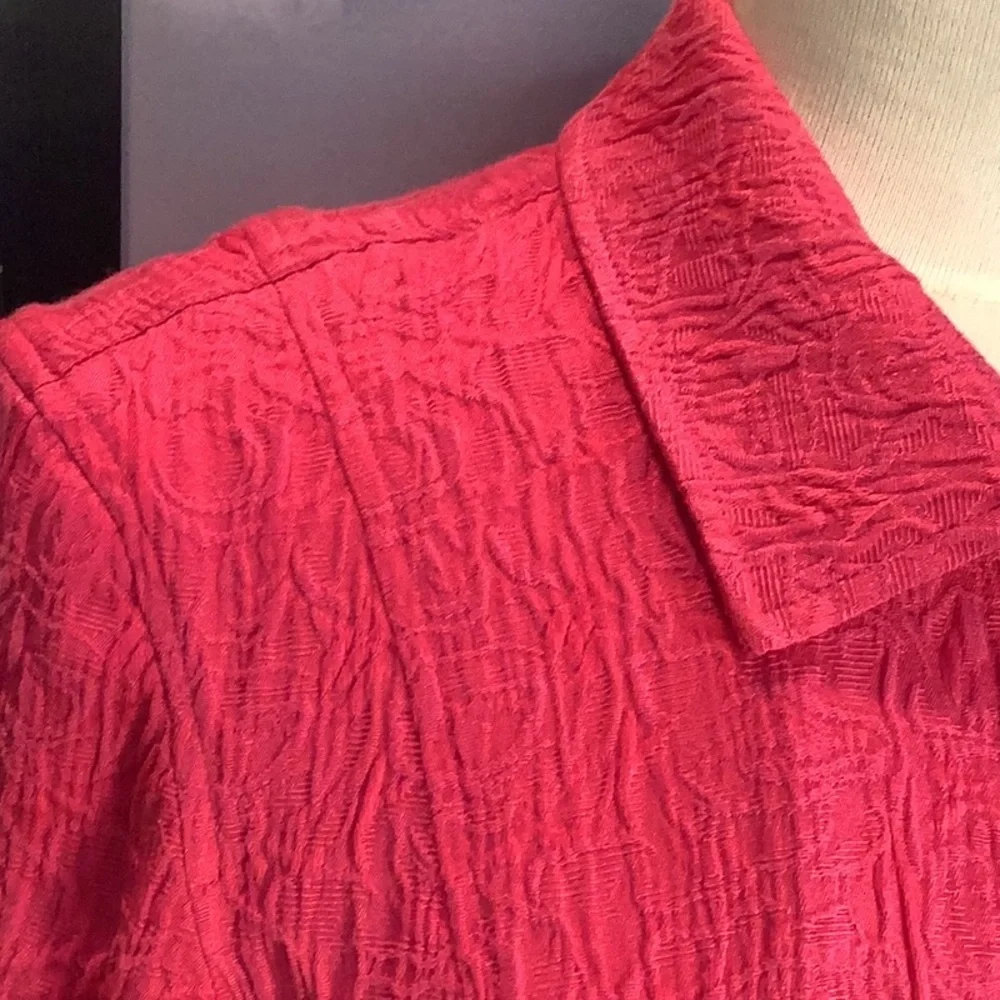 Coldwater Creek Matelasse Pink French Cuff Cotton Blend Jacket Blazer Sz 16